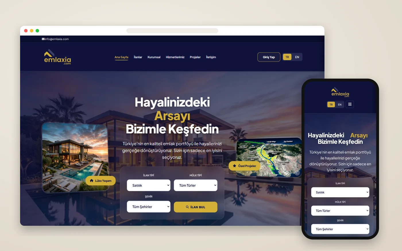 Emlaxia — Website auf verschiedenen Geräten