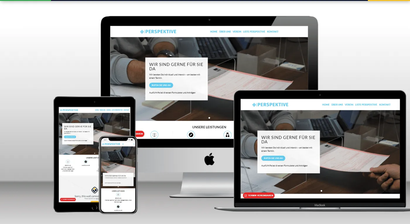 Perspektive — Website auf verschiedenen Geräten