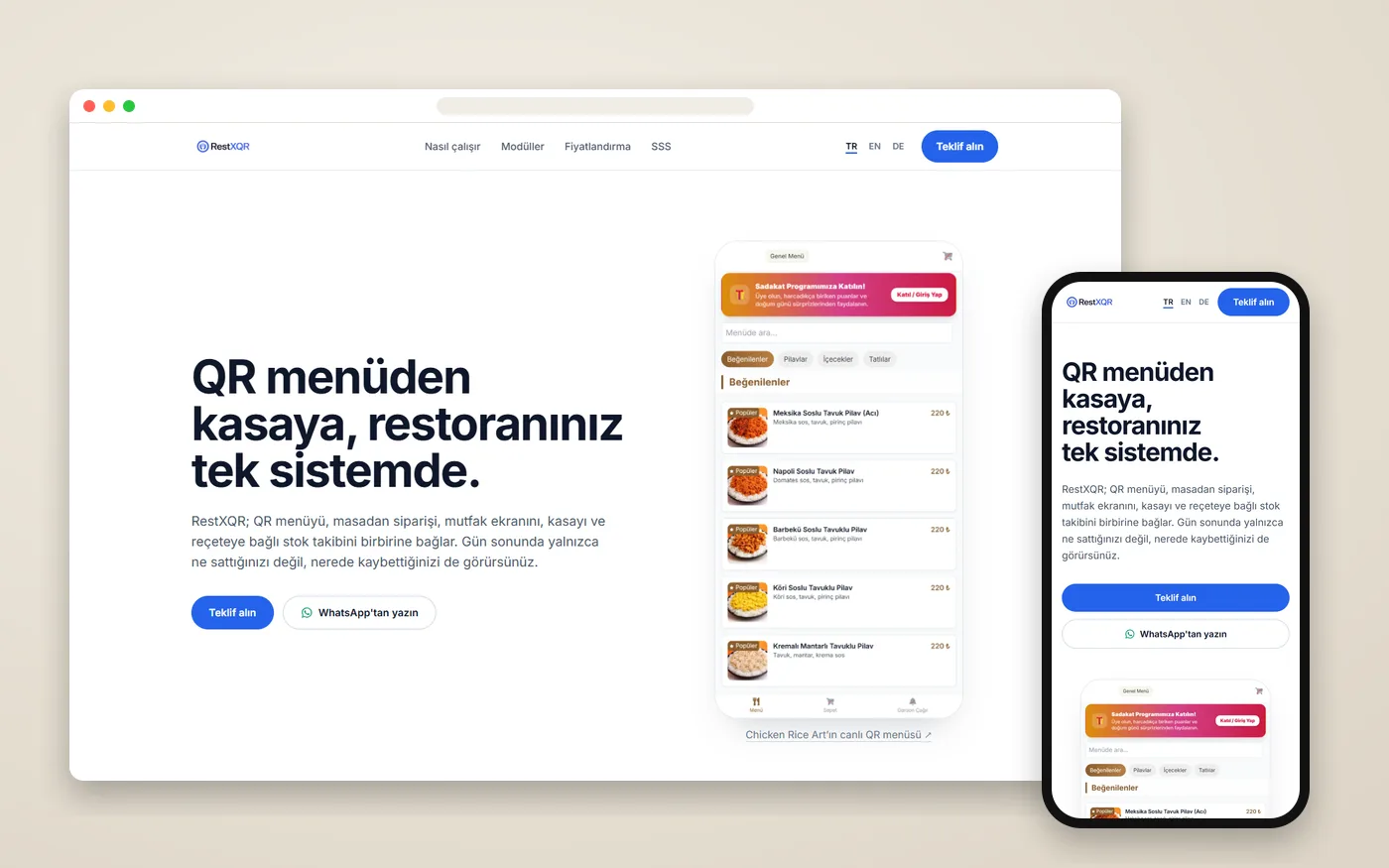 RestXQR — Website auf verschiedenen Geräten